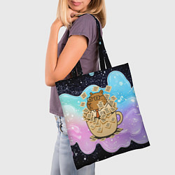 Сумка-шопер Менеджер капибара в кружке в стикерах, цвет: 3D-принт — фото 2
