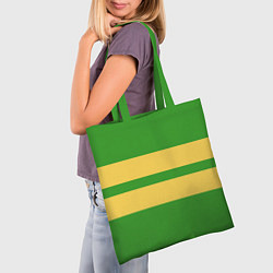 Сумка-шопер Фриск андертейл - полоски на зеленом, цвет: 3D-принт — фото 2