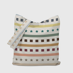 Сумка-шопер Пиксели полосы звезды орнамент пастельный, цвет: 3D-принт