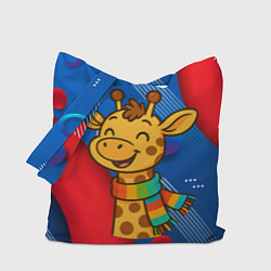 Сумка-шопер Радостныйй жираф в шарфе, цвет: 3D-принт