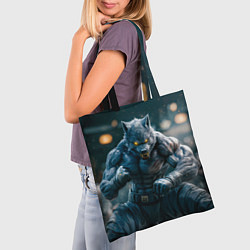Сумка-шопер Волк боец, цвет: 3D-принт — фото 2