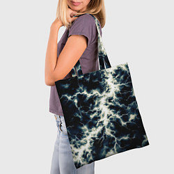 Сумка-шопер Чёрно-синий разряд абстракция, цвет: 3D-принт — фото 2
