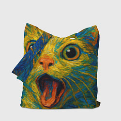 Сумка-шопер Мемный кот в стиле Ван Гога, цвет: 3D-принт