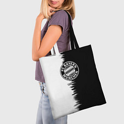 Сумка-шопер Бавария Мюнхен черно белые штрихи, цвет: 3D-принт — фото 2