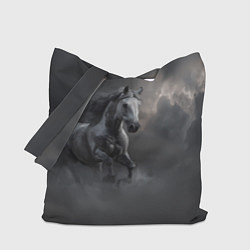 Сумка-шопер Белая лошадь в тумане, цвет: 3D-принт