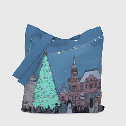 Сумка-шопер Новогодняя елка в центре Москвы, цвет: 3D-принт