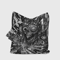 Сумка-шопер Cyber urban skull - ai art fantasy, цвет: 3D-принт