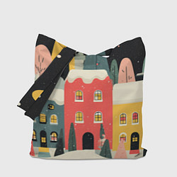 Сумка-шопер Разноцветные новогодние дома, цвет: 3D-принт