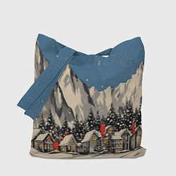 Сумка-шопер Небольшой новогодний город в горах, цвет: 3D-принт