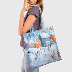 Сумка-шопер Предновогодний день во дворе, цвет: 3D-принт — фото 2