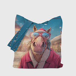 Сумка-шоппер Удивленная лошадь в очках