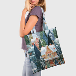 Сумка-шопер Новогодний елочный двор, цвет: 3D-принт — фото 2