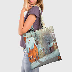 Сумка-шопер Милый новогодний дворик, цвет: 3D-принт — фото 2