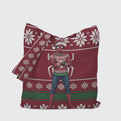 Сумка-шопер Человек паук в вязаном свитере - новый год, цвет: 3D-принт