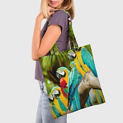 Сумка-шопер Попугаи на ветке, цвет: 3D-принт — фото 2