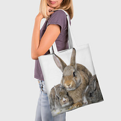 Сумка-шопер Кролики - семейство, цвет: 3D-принт — фото 2