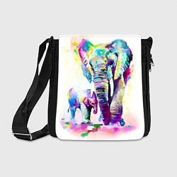 Сумка на плечо Акварельные слоны, цвет: 3D-принт