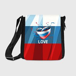 Сумка на плечо Флаг России в виде сердца, цвет: 3D-принт