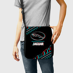 Сумка на плечо Значок Jaguar в стиле glitch на темном фоне, цвет: 3D-принт — фото 2