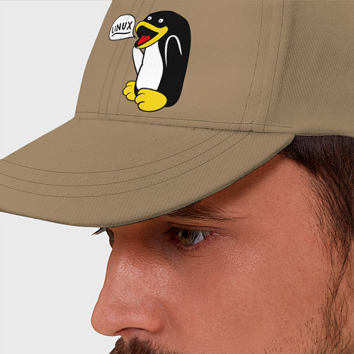 Бейсболка Пингвин: Linux / Миндальный – фото 2