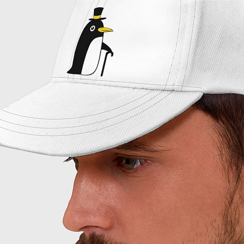 Бейсболка Пингвин в шляпе / Белый – фото 2