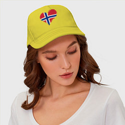 Бейсболка Сердце - Норвегия, цвет: желтый — фото 2