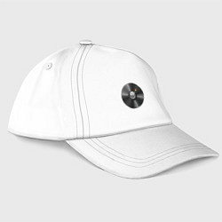 Бейсболка Виниловая пластинка с бомбочкой, цвет: белый