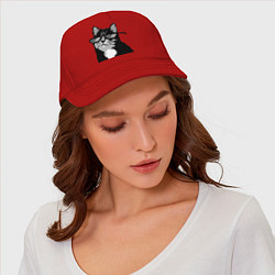 Бейсболка Pixel coot cat in glasses, цвет: красный — фото 2