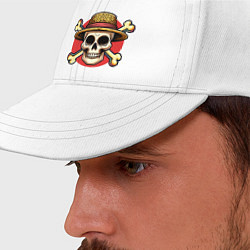 Бейсболка Ван Пис - лого с черепом, цвет: белый — фото 2