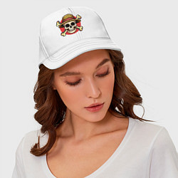 Бейсболка Ван Пис - лого с черепом, цвет: белый — фото 2