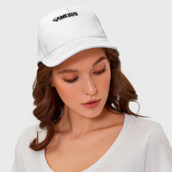 Бейсболка Киберпанк - черная надпись Samurai, цвет: белый — фото 2