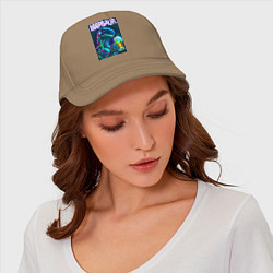 Бейсболка Neon cyber beersaur - neon glow fantasy, цвет: миндальный — фото 2