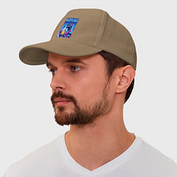 Бейсболка Кибер пивозавр из будущего - нейроарт, цвет: миндальный — фото 2