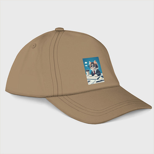 Бейсболка Котёнок офисный планктон - нейроарт / Миндальный – фото 1