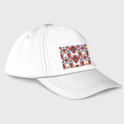 Бейсболка Узор красно-синий на белом фоне, цвет: белый