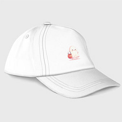 Бейсболка Милое привидение гуляет с тыквой мешком, цвет: белый