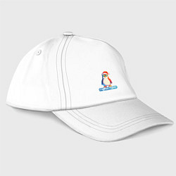 Бейсболка Новогодний пингвин, цвет: белый