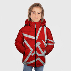 Куртка зимняя для мальчика Флаг СССР: Серп и Молот, цвет: 3D-светло-серый — фото 2