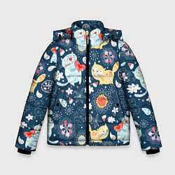 Куртка зимняя для мальчика Котята, цвет: 3D-черный