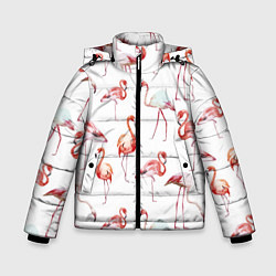 Куртка зимняя для мальчика Действия фламинго, цвет: 3D-черный