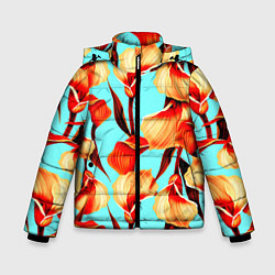Куртка зимняя для мальчика Summer Flowers, цвет: 3D-черный