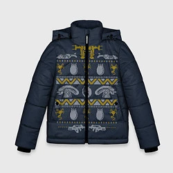 Куртка зимняя для мальчика Новогодний свитер Чужой, цвет: 3D-черный