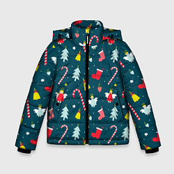 Куртка зимняя для мальчика Новогодний узор, цвет: 3D-черный