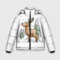 Куртка зимняя для мальчика Оленёнок Рудольф, цвет: 3D-черный