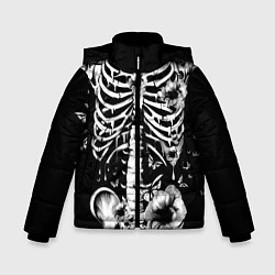 Куртка зимняя для мальчика Floral Skeleton, цвет: 3D-черный