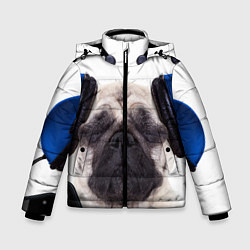 Куртка зимняя для мальчика Мопс в наушниках, цвет: 3D-светло-серый