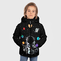 Куртка зимняя для мальчика Космический жонглер, цвет: 3D-светло-серый — фото 2