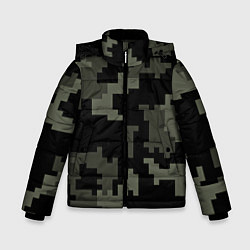 Куртка зимняя для мальчика Камуфляж пиксельный: черный/серый, цвет: 3D-светло-серый
