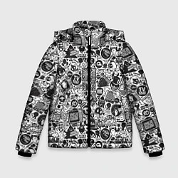 Куртка зимняя для мальчика Стикербомбинг, цвет: 3D-светло-серый
