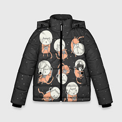 Куртка зимняя для мальчика Космические котики, цвет: 3D-черный